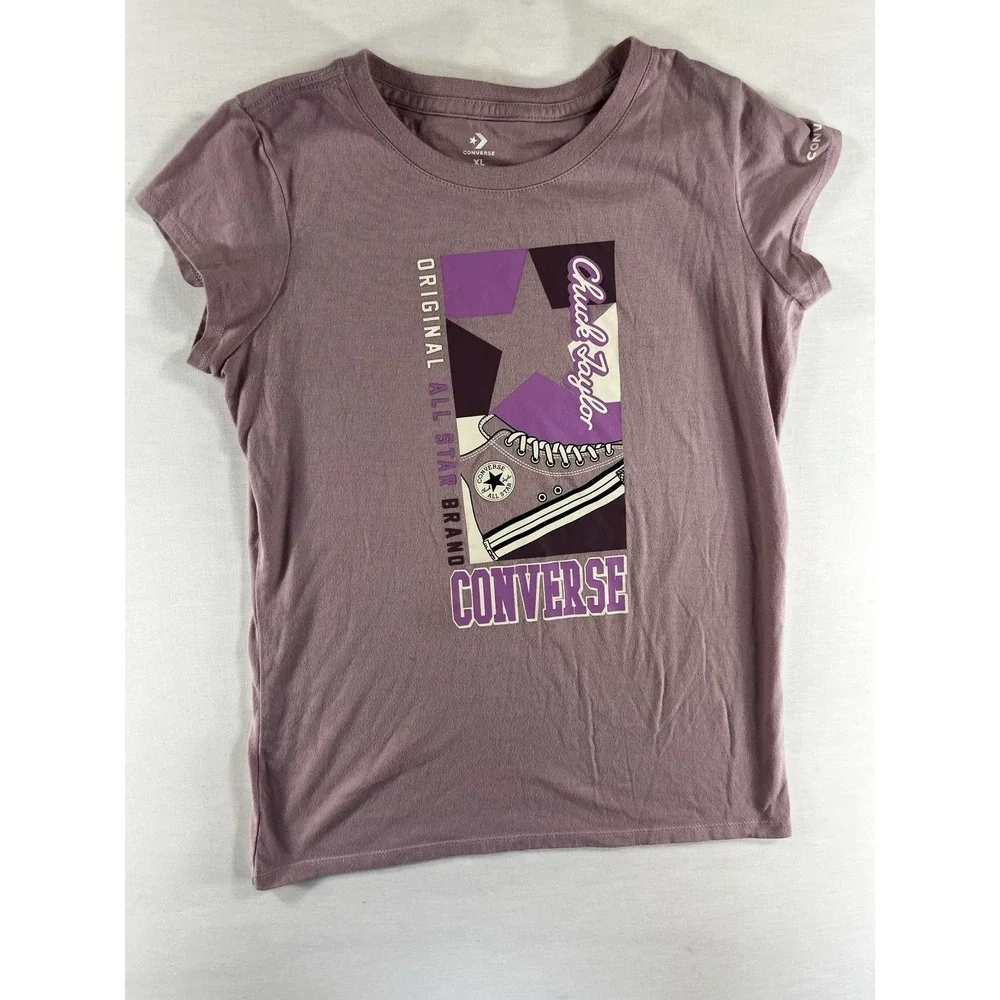 Converse Chuck Taylor All Star Graphic T-Shirt Youth XL Purple Short Sleeve